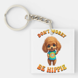 Poodle Puppy Hippie Gelukkig Hond  Sleutelhanger