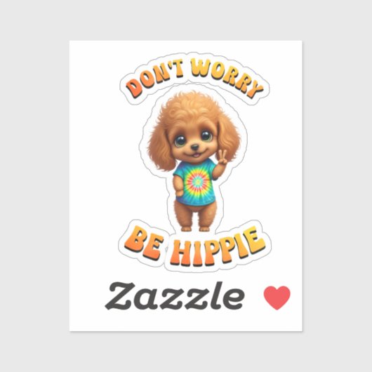 Poodle Puppy Hippie Happy Dog  Sticker (Vel)