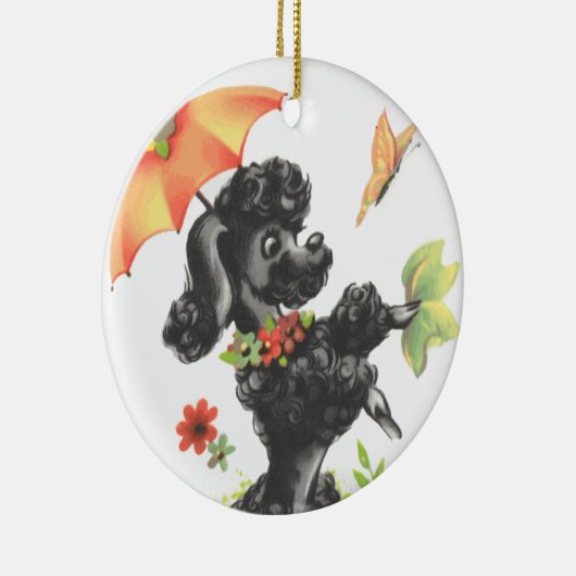 poodle puppy met paraplu keramisch ornament (Rechts)
