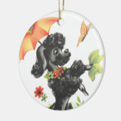 poodle puppy met paraplu keramisch ornament (Links)