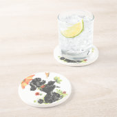 poodle puppy met paraplu zandsteen onderzetter (Zijkant)