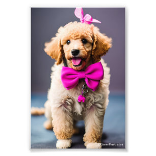 Poodle Puppy Satin Foto Uitbreiding Afdruk