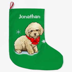 Poodle Puppy Wearing a Kerstmis Bow Grote Kerstsok