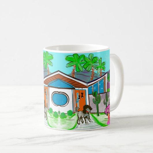 Poodle Pups Coffee Cups - Palm Springs Koffiemok (Voorkant rechts)