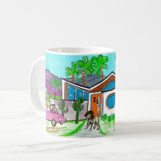 Poodle Pups Coffee Cups - Palm Springs Koffiemok (Voorkant links)