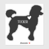 Poodle Ras Silhouet Aangepaste Naam Sticker (Vel)