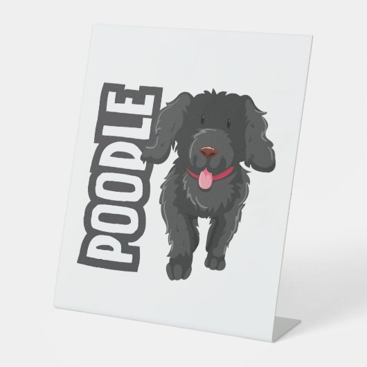 Poodle Reclamebord Met Voetstuk (Voorkant)