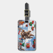 Poodle Rent in de Sneeuw met Kerstmuts Bagagelabel (Voorkant verticaal)