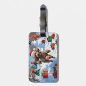 Poodle Rent in de Sneeuw met Kerstmuts Bagagelabel (Achterkant verticaal)