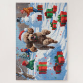 Poodle Rent in de Sneeuw met Kerstmuts Legpuzzel (Verticaal)