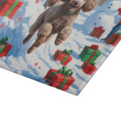 Poodle Rent in de Sneeuw met Kerstmuts Snijplank (Hoek)