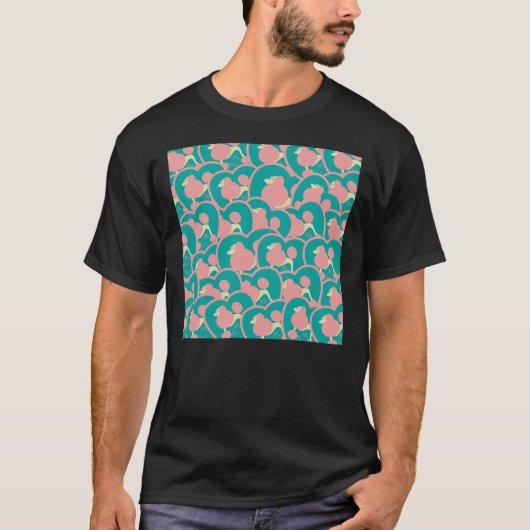 Poodle Retro Heart Miniature Pattern     T-shirt (Voorkant)