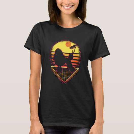 Poodle Retro Sunset Vintage  Dog T-shirt (Voorkant)