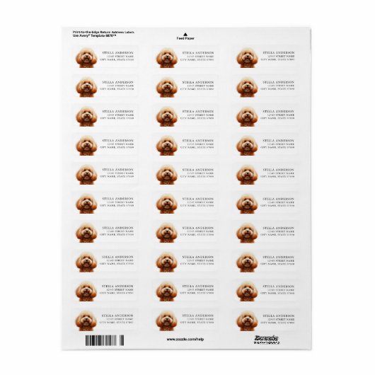 Poodle Return Address Labels (Full Sheet)