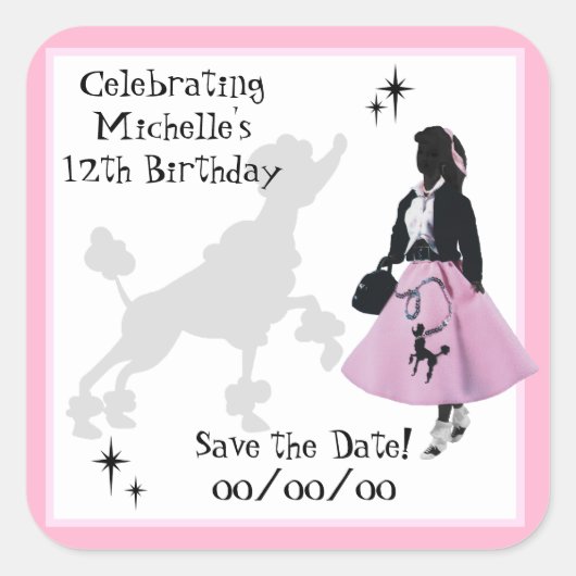 Poodle Rok Fun Save-the-Date Sticker (Voorkant)