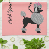 Poodle Rok Retro Roze Zwart 50s gepersonaliseerd Theedoek (Gevouwen)