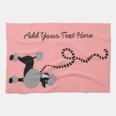 Poodle Rok Retro Roze Zwart 50s gepersonaliseerd Theedoek (Horizontaal)