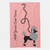 Poodle Rok Retro Roze Zwart 50s gepersonaliseerd Theedoek (Verticaal)