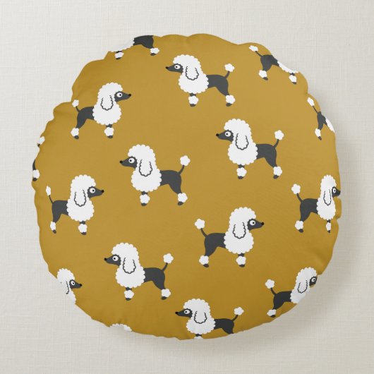 Poodle Rond Kussen (Voorkant)