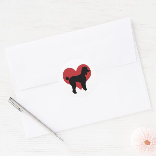 Poodle Ronde Sticker (Envelop)