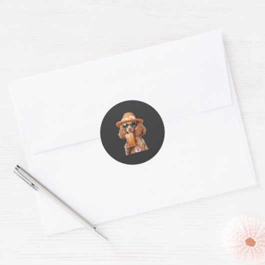 Poodle Ronde Sticker (Envelop)