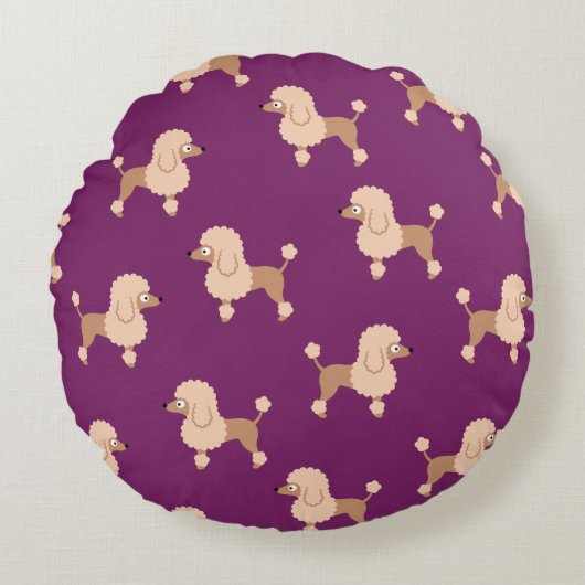 Poodle Round Pillow Rond Kussen (Voorkant)