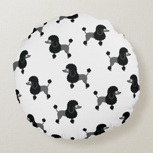 Poodle Round Pillow Rond Kussen (Achterkant)