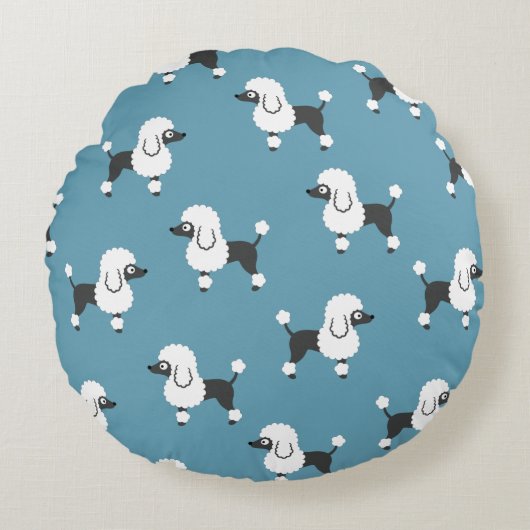 Poodle Round Pillow Rond Kussen (Voorkant)