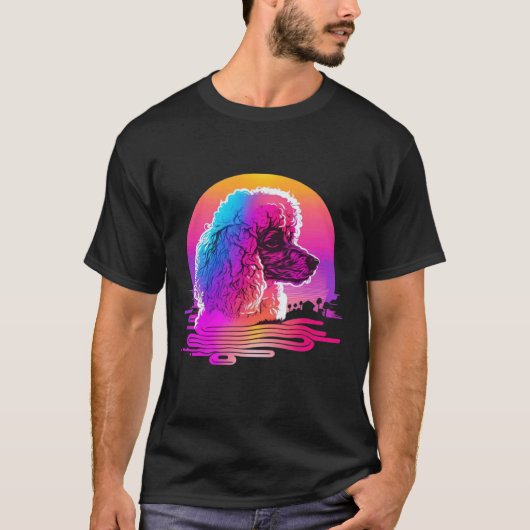 Poodle s Retro Synthwave jaren 80 Esthetisch T-shirt (Voorkant)