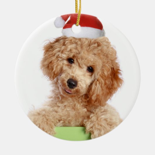 Poodle Santa Ceramic Ornament (Voorkant)