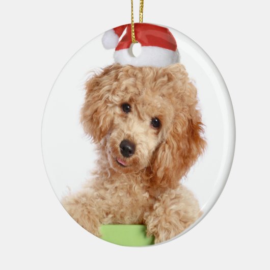 Poodle Santa Ceramic Ornament (Links)