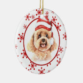Poodle Santa Hat Red Snowflake Keramisch Ornament (Rechts)