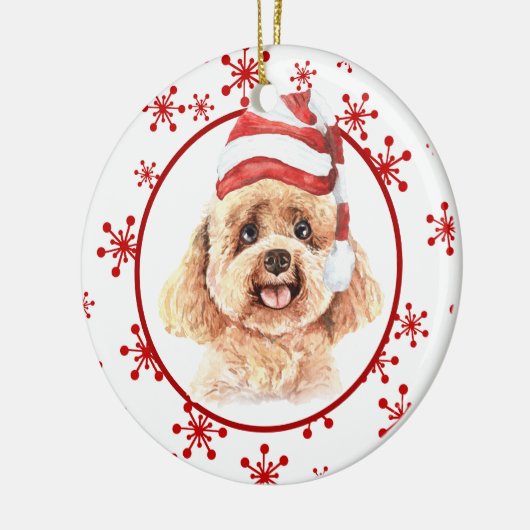 Poodle Santa Hat Red Snowflake Keramisch Ornament (Links)