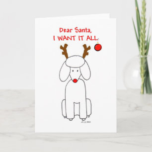 Poodle Santa Ik wil het de hele Kaart