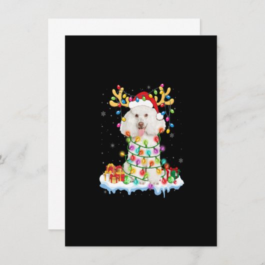 Poodle Santa Reindekerst Shirt Funny Dog Xm Kaart (Voorkant / Achterkant)