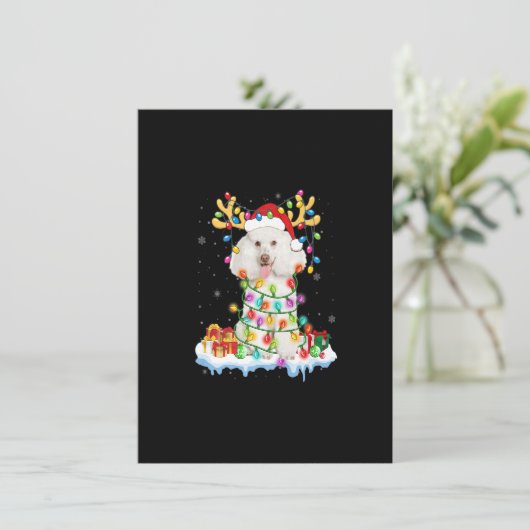 Poodle Santa Reindekerst Shirt Funny Dog Xm Kaart (Staand voorkant)