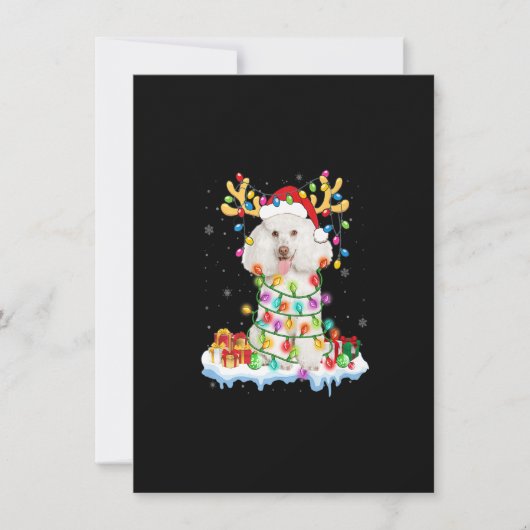 Poodle Santa Reindekerst Shirt Funny Dog Xm Kaart (Voorkant)