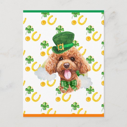 Poodle Shamrock St. Patrick's Day Feestdagenkaart (Voorkant)