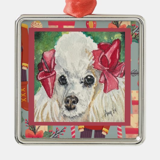 Poodle-sieraad Metalen Ornament (Voorkant)