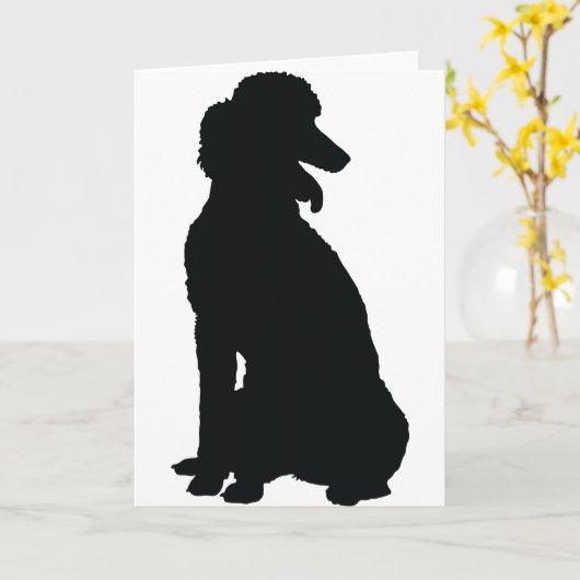Poodle Silhouette Kaart (Gele Bloem)