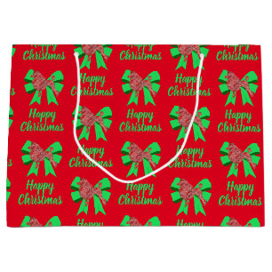 Poodle Silhouette Red Kersthond & Green Bow Groot Cadeauzakje