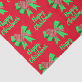 Poodle Silhouette Red Kersthond & Green Bow Tissuepapier (Detail)