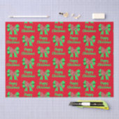 Poodle Silhouette Red Kersthond & Green Bow Tissuepapier (Craft)