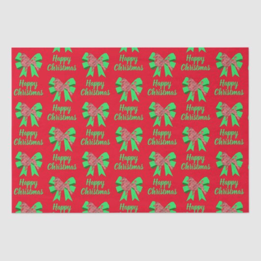 Poodle Silhouette Red Kersthond & Green Bow Tissuepapier (Voorkant)