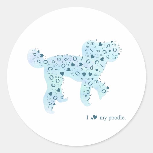 poodle silhouette sticker プードルのシール (Voorkant)