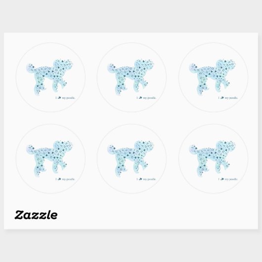 poodle silhouette sticker プードルのシール (Vel)