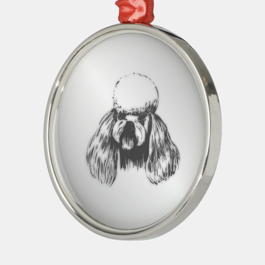 Poodle Silver Metalen Ornament (Links)