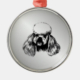 Poodle Silver Metalen Ornament