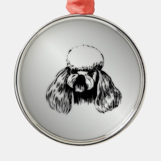 Poodle Silver Metalen Ornament (Voorkant)