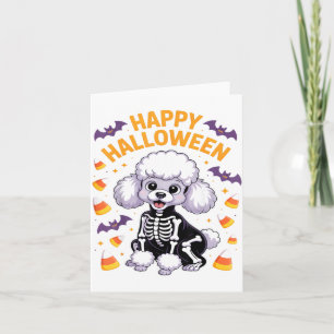 Poodle Skelet Gelukkig Halloween Kaart